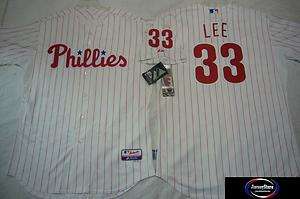 Phillies CLIFF LEE #33 Authentic GAME Jersey WHITE 60  