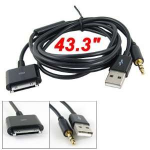  Gino 1.1M Black AUX Audio USB 3.5mm Charger Cable for 