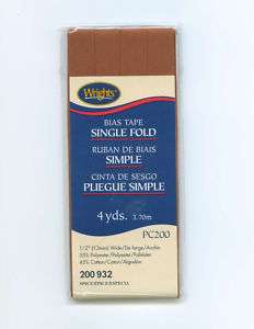NEW Wrights 1/2 Single Fold Bias Tape Spice 4 yds  