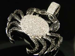 FULLY ICED OUT BLACK AND WHITE CZ CRAB PENDANT CROSS  
