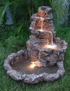Lighted Stone Springs Outdoor Water Fountain  