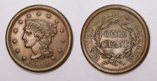 1850 Large Cent NICE AU+ 22A 4  