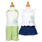 Baby Works Baby Girl Green Floral 4pc Tops Bottoms Outfit Set 3 6M