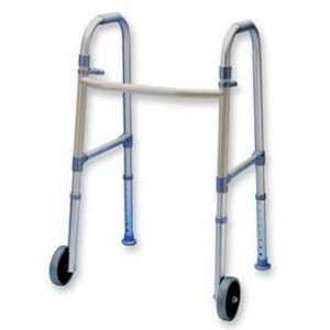  Fixed Wheel Dual Paddle Adult Folding Walker with Glides 