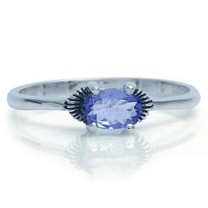 REAL Tanzanite & Garnet Sterling Silver Solitaire Ring  