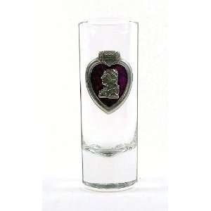  2 ounce Clear Cordial Glass with Purple Heart Emblem in 