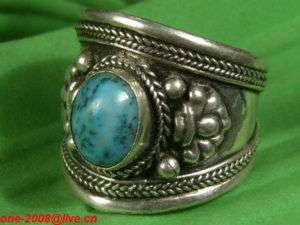 Tibet Silver Turquoise Womens Thumb Adjustable Rings  