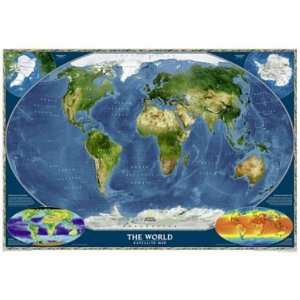   Geographic RE0622004T Satellite World Map   Tubed Map Toys & Games