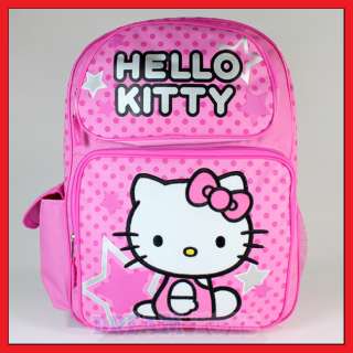 16 Hello Kitty Stars and Polka Dot Pink Backpack   Girls Kids Bag 
