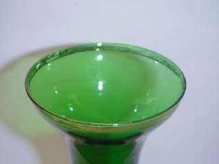 BEAUTIFUL DECORATIVE LARGE OLD GREEN GLASS VASE, MADE IN ITALY 