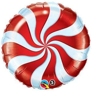  18 Red & White Swirl Christmas Candy Mylar Balloon Toys & Games