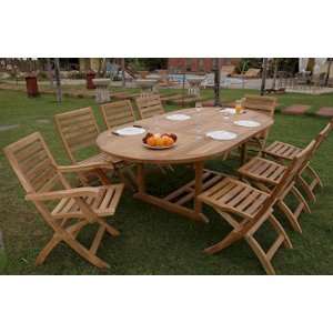  Teak Andrew Dining Set w/ 87 inch Table. Armchairs and Dining Chairs 