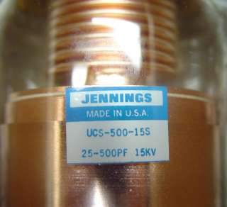Jennings Variable Capacitor 25 500 pf 15 kV UCS 500 15S  