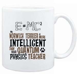 Mug White  My Norwich Terrier is more intelligent than your Quantum 