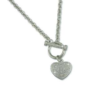 PAVE HEART TOGGLE NECKLACE CZ CUBIC ZIRCONIA HOT HOT  