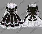 Gothic Lolita Sleeveless Black Dress w White Lace GL058