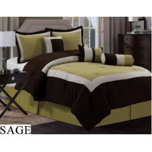   Sage Green / Brown BED in a BAG   Queen Size Bedding
