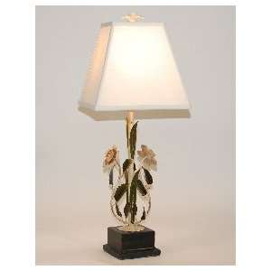    Vintage Styled Iron Flowers Accent Table Lamp