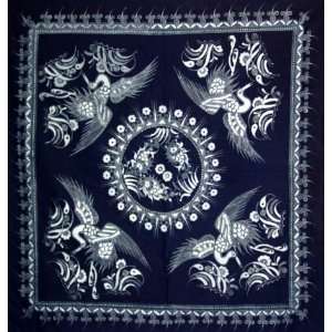   Hand Art Batik Tapestry Tablecloth Blue White Crane 