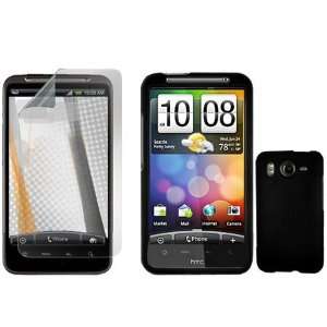 HTC Inspire 4G/Desire HD Combo Rubber Black Protective Case Faceplate 
