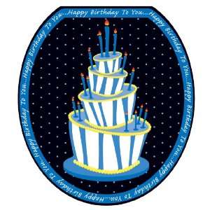 Toilet Tattoos TT 0005 R Blue Birthday Cake Decorative Applique For 