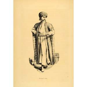  1843 Engraving Costume Arab Merchant Man Turban Robe 