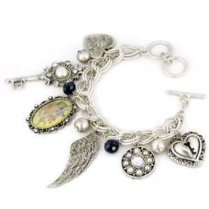   Beads; Key, Lock, Wing, Heart, And Angel Charms; Toggle Clasp Jewelry