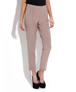 Mink (Brown) Tailored Pleat Peg Leg Trousers  236286223  New Look