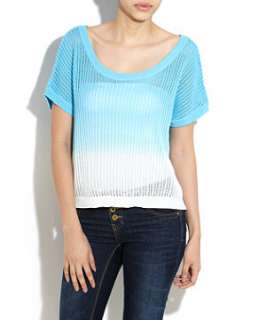 Blue Pattern (Blue) Blue and White Dip Dye Top  242862249  New Look