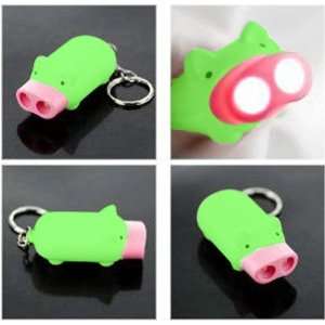  Mini Pig LED Keychain Flashlight Lime Green & Pink Office 