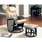 CozyStreet Swivel Glider  Recliner and Ottoman in Bone Leatherette