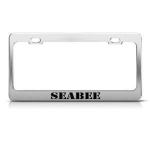 Seabee Navy Military license plate frame Stainless Metal Tag Holder