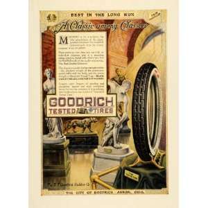  1918 Ad B. F. Goodrich Tested Tires Greek Art Sculpture 