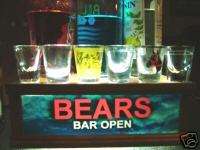   shot glass / liquor bottle display / BEARS BAR OPEN SIGN  