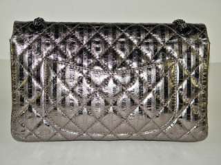   Classic Dark Silver Leather Reissue Mademoiselle Flap Bag Handbag
