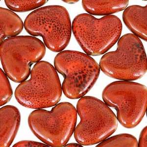  20mm Brick Red Porcelain Heart Bead Arts, Crafts & Sewing
