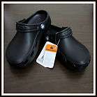 NWT CROCS VELOCITY BLACK Work Shoes 5 6 7 8 9 Slip Resistant Leather 