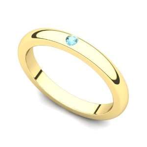   Yellow Gold Bezel set Aquamarine Band Ring, 6.5 Juno Jewelry Jewelry