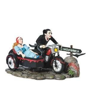  LADY & THE VAMPIRE motorcycle Dept 56 Halloween Village 