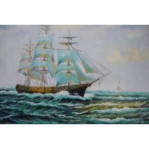    24X36Seascape Oil Painting Caribbean Sailing Boat
