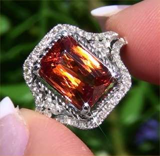 Estate 5.70ct Natural Spessartite Garnet Diamond Vintage Ring 14k 