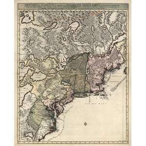Antique Map of New England and the Mid Atlantic US (ca 1717) by 
