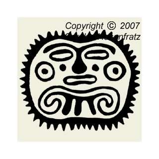   Mexican Face Glyph Small Unmounted Rubber Stamp Arts, Crafts & Sewing