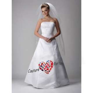 line Strapless Floor length Bridal Wedding Dress  