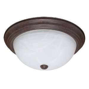  Nuvo 60/206 13 Inch Old Bronze Flush Dome with Alabaster 