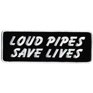  10 in x 3.5 in Rocker Patch   Loud Pipes Save Lives Electronics