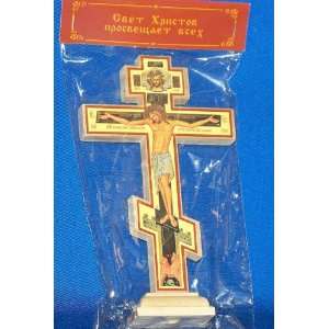  6 1/2 x 3 3/4 Wood 3 Bar Orthodox Crucifix Cross 