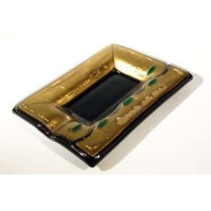   Glass with Gold Leaf Cigar Ashtray Milanese Glamour