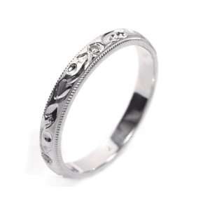  Platinum & Diamond Hand Engraved Ring Size 7 Ct.tw 0.08 
