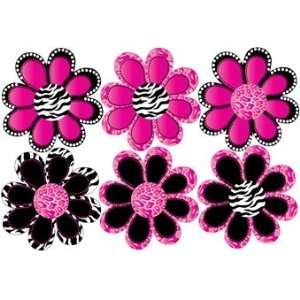  Pink Zebra and Leopard Print Flower Removable Wall 
